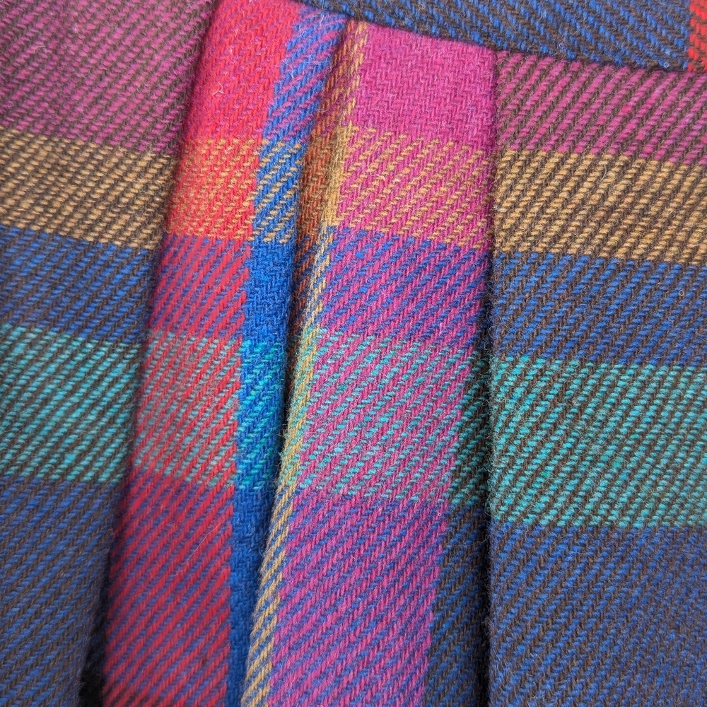 Vintage Wool Blend Plaid A-Line Midi Skirt M - Picture 3 of 9